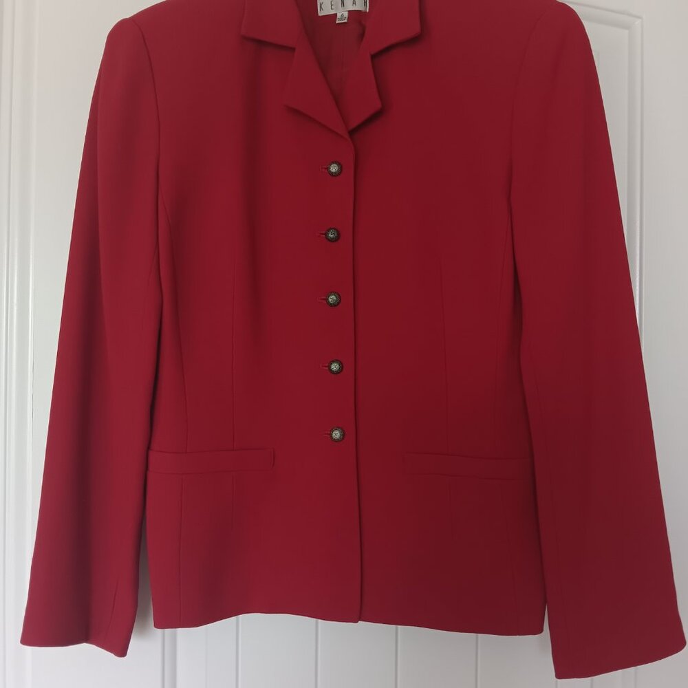 Ladies Ann Tjian for Kenar 2-piece red suit